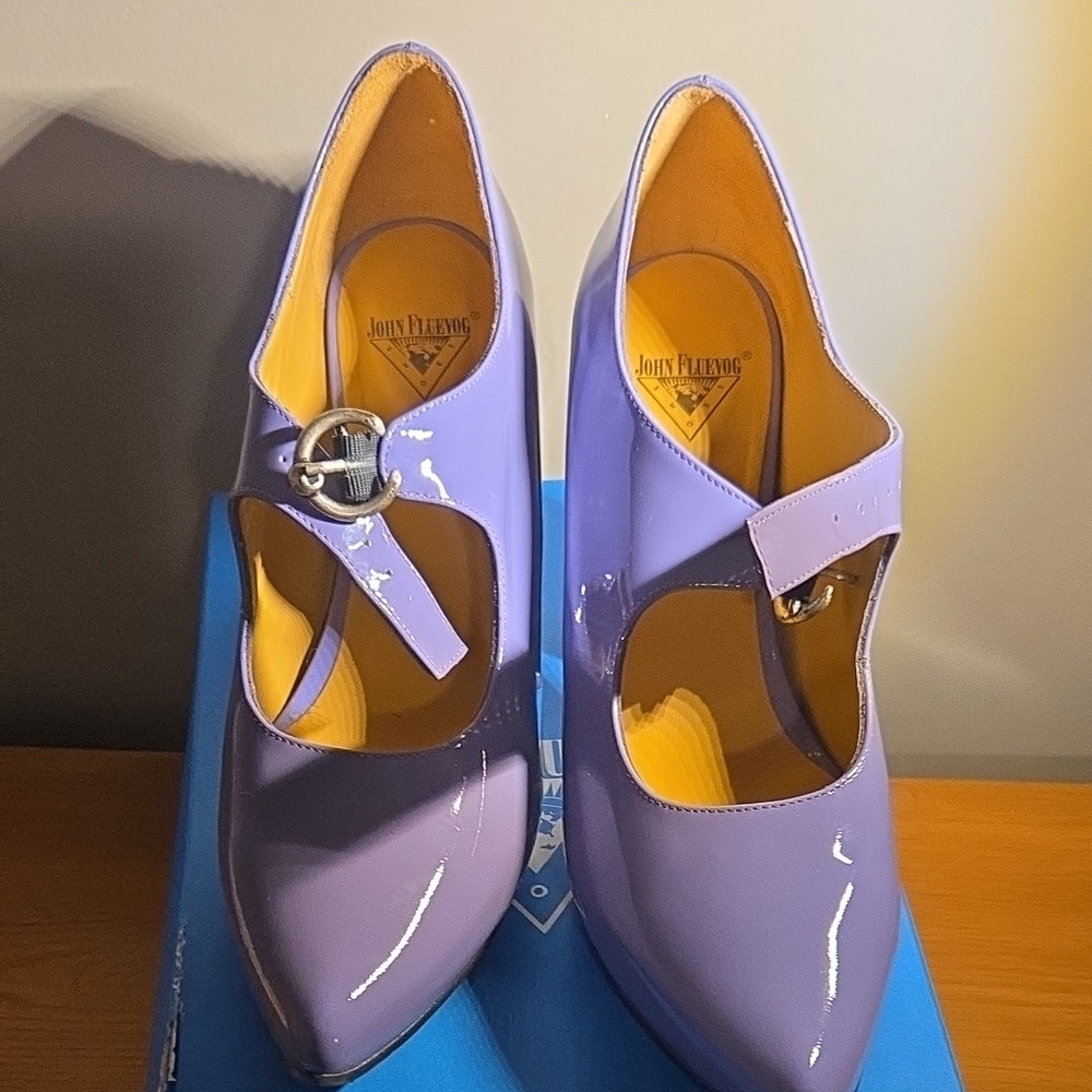 John Fluevog Lavender Heels with Strap